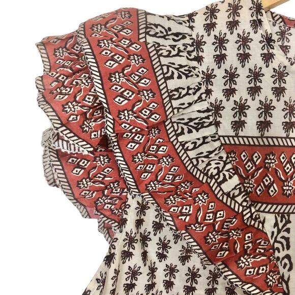 LINI Harriet Boho Mixed Printed Ruffled Blouse Size Small - Picture 4 of 6